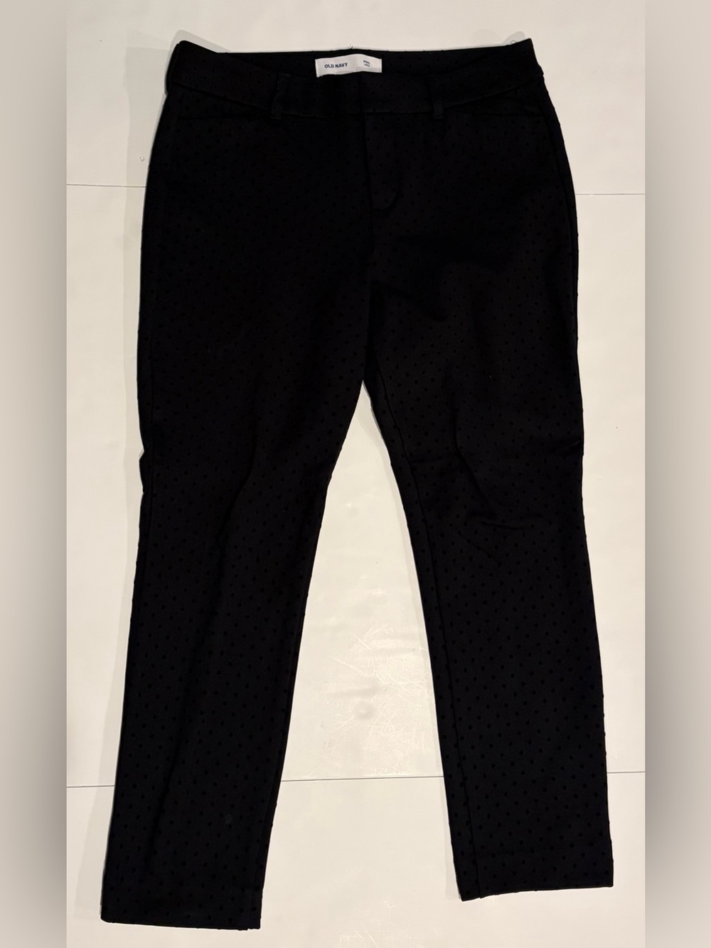 Old Navy Pixie Ankle Pants Black On Black Matte Polka Dot Size 10